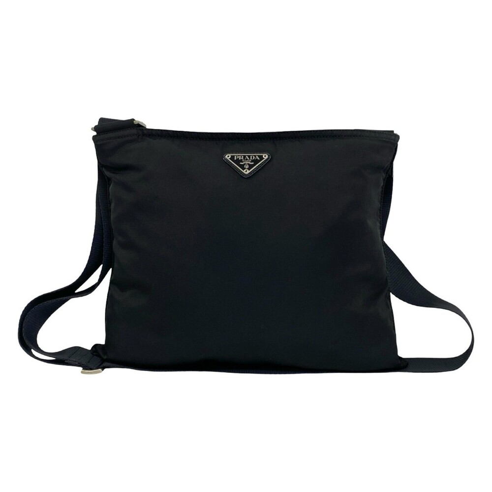 PRADA Prada Triangle Logo Plate Hardware Tessuto Pocono Nylon Shoulder Bag Po...
